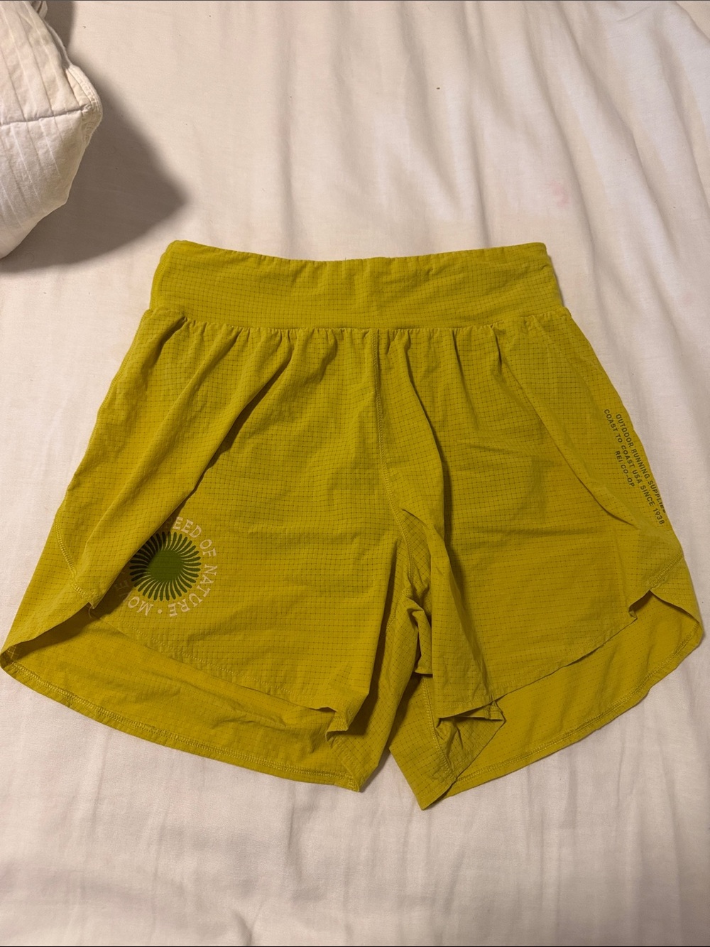 REI Women's Mustard Yellow Athletic Shorts with Built-In Liner